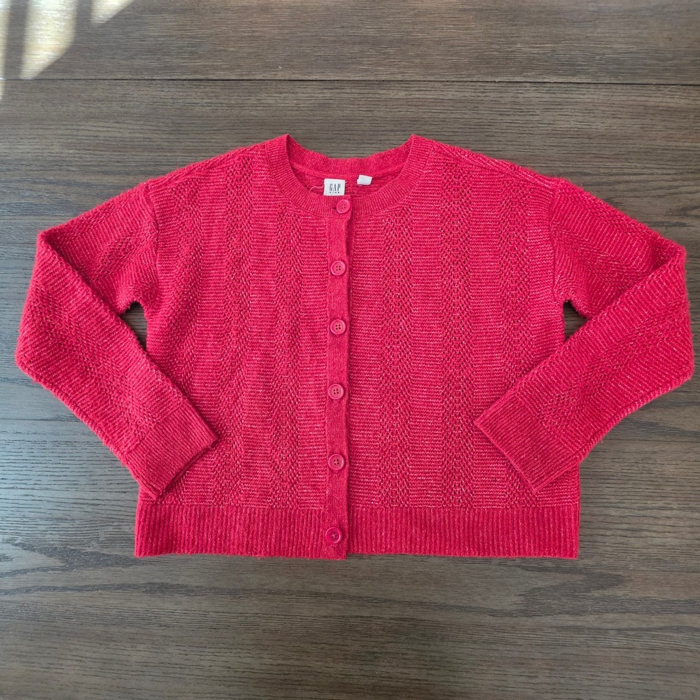 Gap Kids Girls Red Marl Knit Button Front Cardigan Sweater XL 12-13 Years